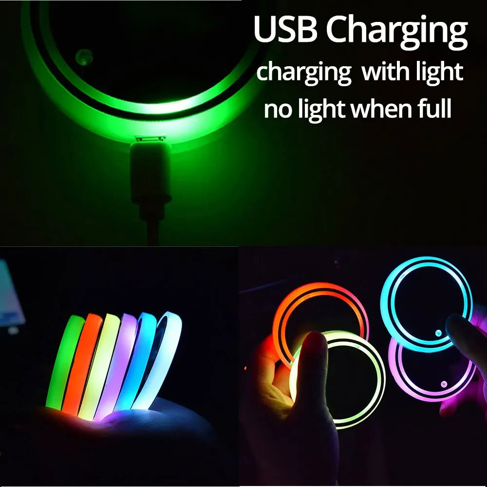 7 Colors LED Car Cup Holder for Tesla Model S/3/X/Y (2/4 Pcs) - Teskay