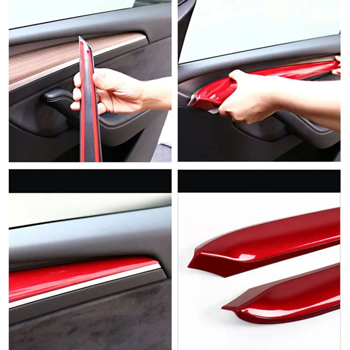 Carbon Fiber Textured Inner Door Panel Cover for Tesla Model 3/Y (2021-2023) - Teskay