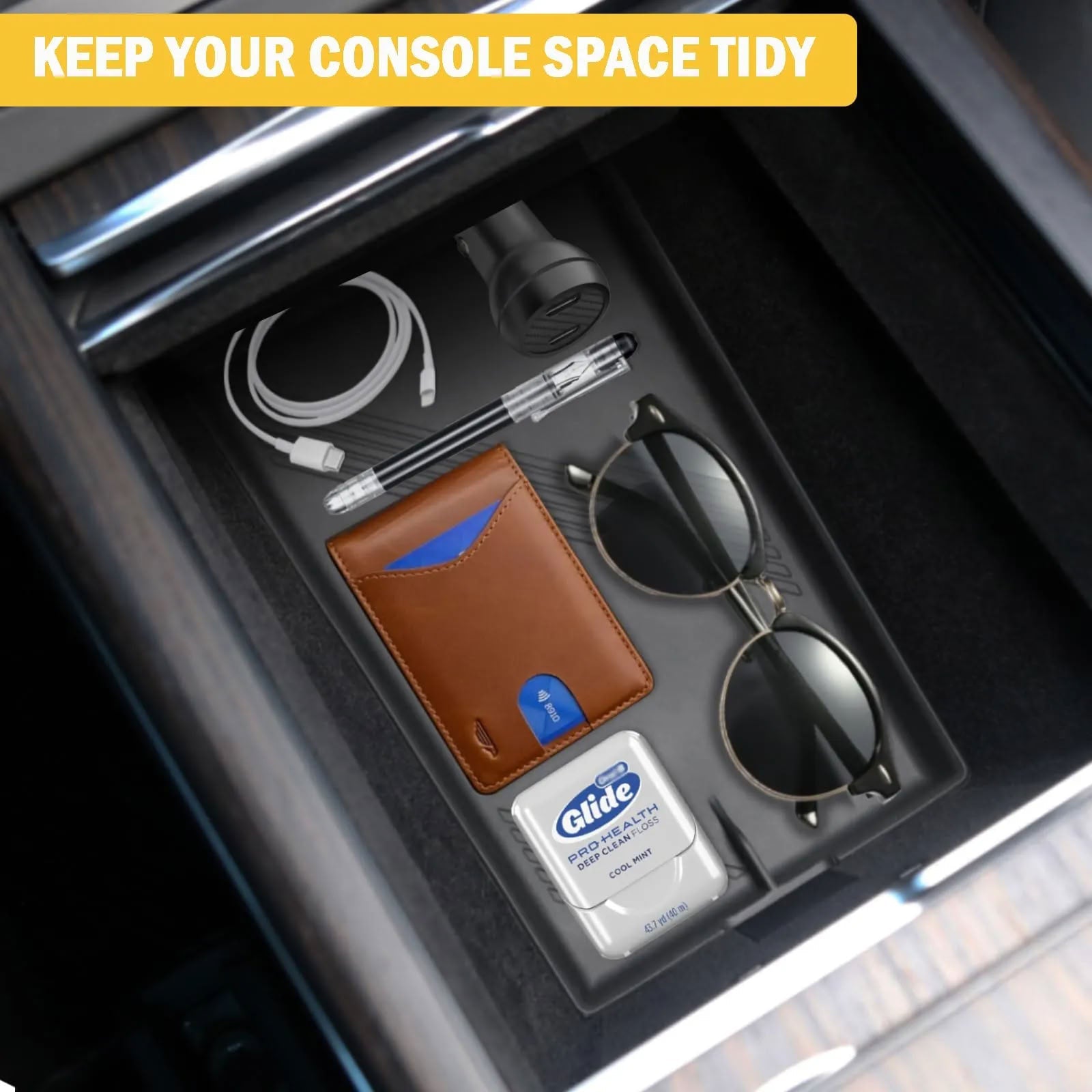 Center Console Storage Mat for Tesla Model S/X - Teskay