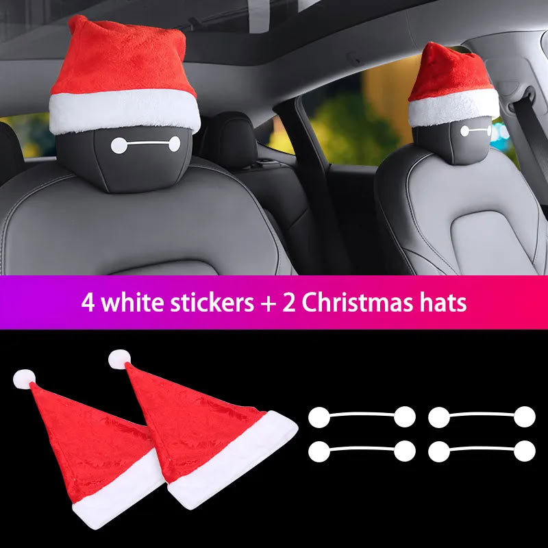 Christmas Hat for Tesla Model 3/X/S/Y Seats (2 hats with 2 pair of eyes) - Teskay