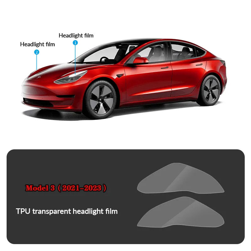Compatible with Tesla Model 3 (2021-2023.10) Headlights and Taillight Protection Film - Teskay