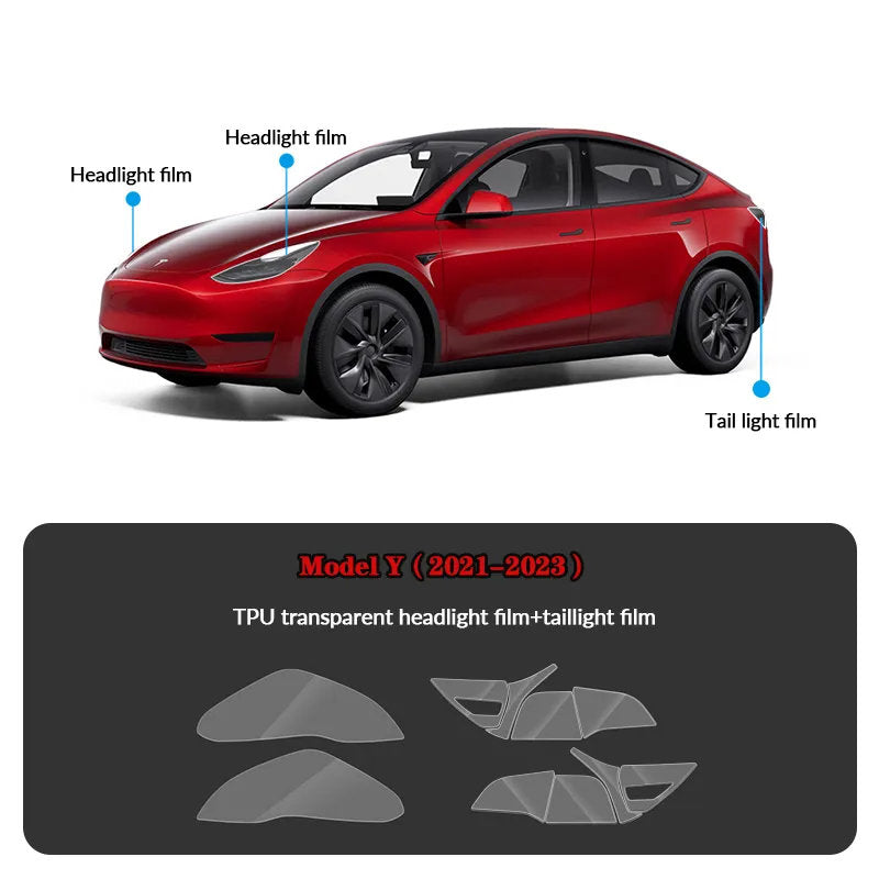 Compatible with Tesla Model Y (2021-2025.2) Headlights and Taillight Protection Film - Teskay