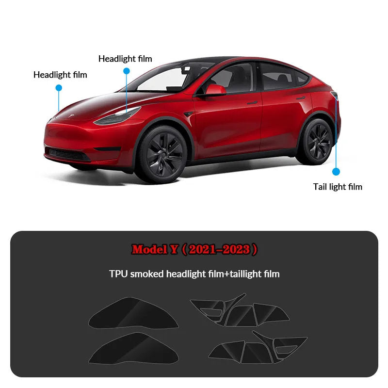 Compatible with Tesla Model Y (2021-2025.2) Headlights and Taillight Protection Film - Teskay