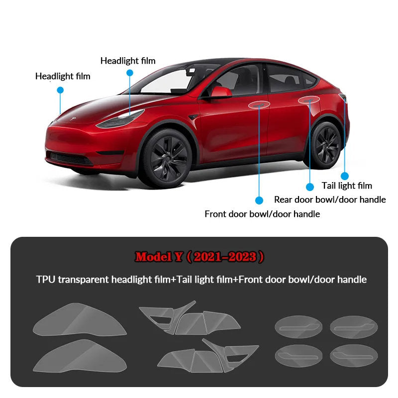 Compatible with Tesla Model Y (2021-2025.2) Headlights and Taillight Protection Film - Teskay