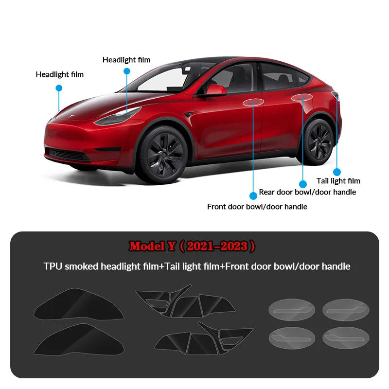 Compatible with Tesla Model Y (2021-2025.2) Headlights and Taillight Protection Film - Teskay