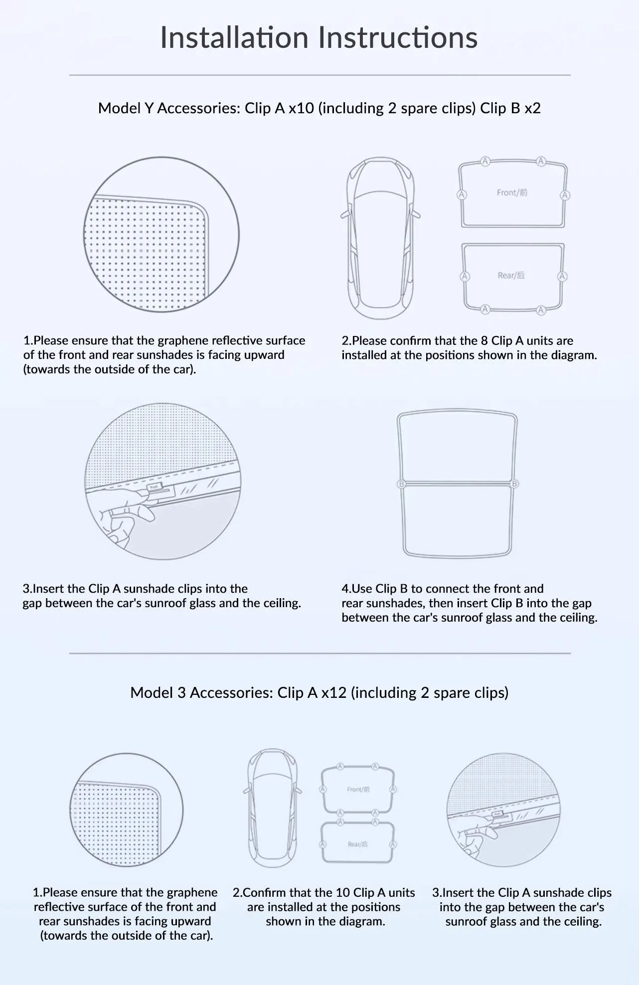 Graphene Sunshade for Tesla Model 3/Y - Teskay