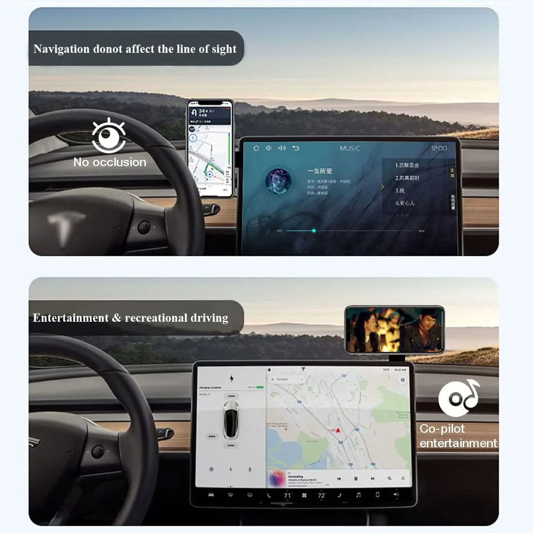 Magnetic Car Phone Holder for Tesla Model S/3/X/Y - Teskay