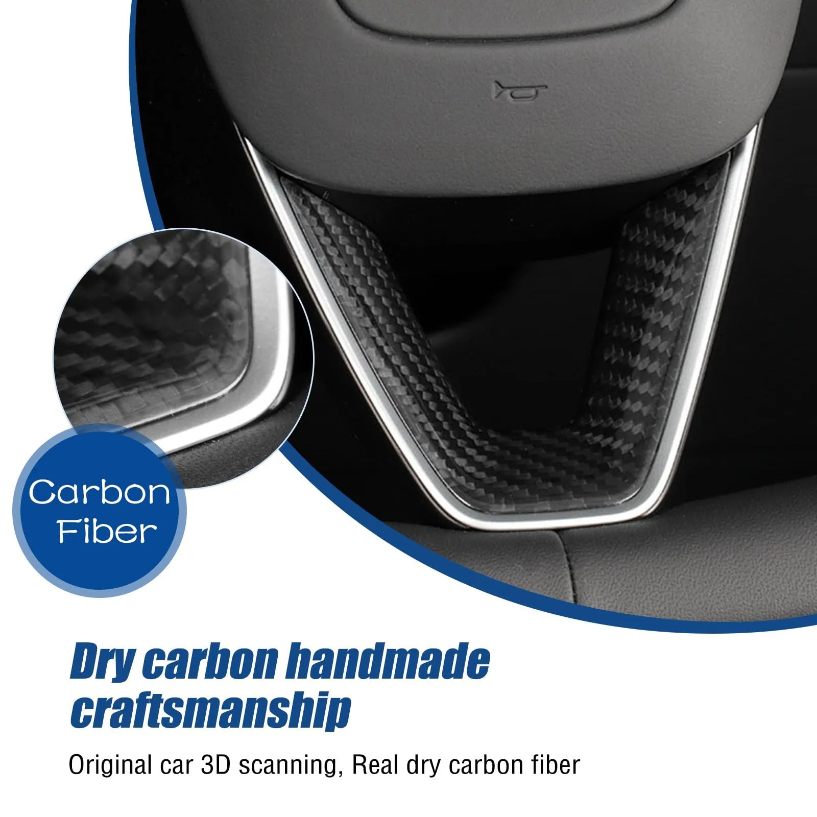 Real Carbon Fiber Steering Wheel Cover for Model 3 Highland/Model Y Juniper - Teskay