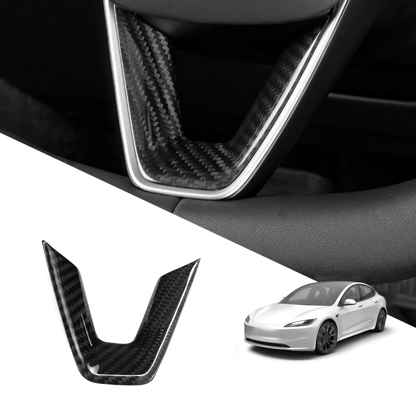 Real Carbon Fiber Steering Wheel Cover for Model 3 Highland/Model Y Juniper - Teskay
