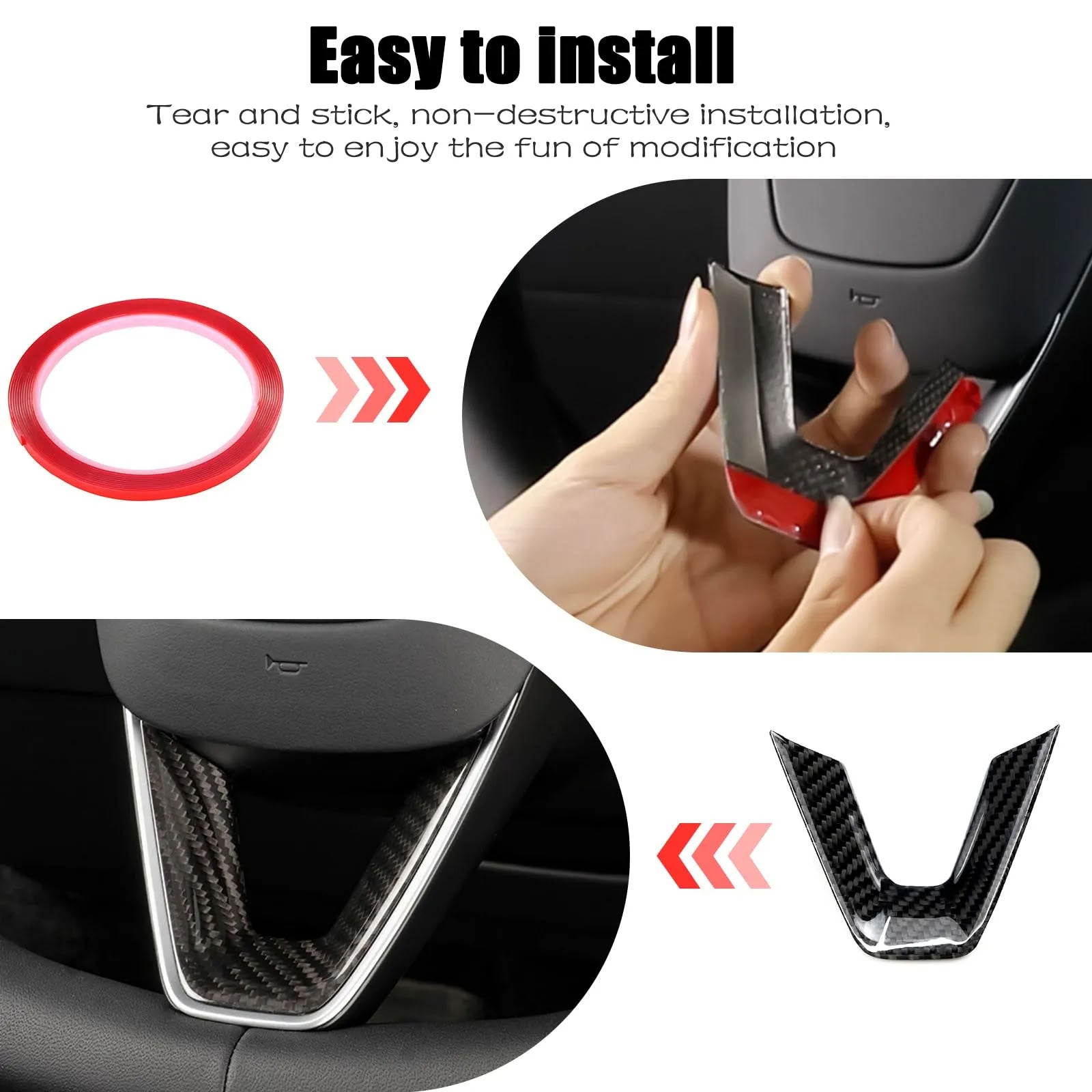 Real Carbon Fiber Steering Wheel Cover for Model 3 Highland/Model Y Juniper - Teskay