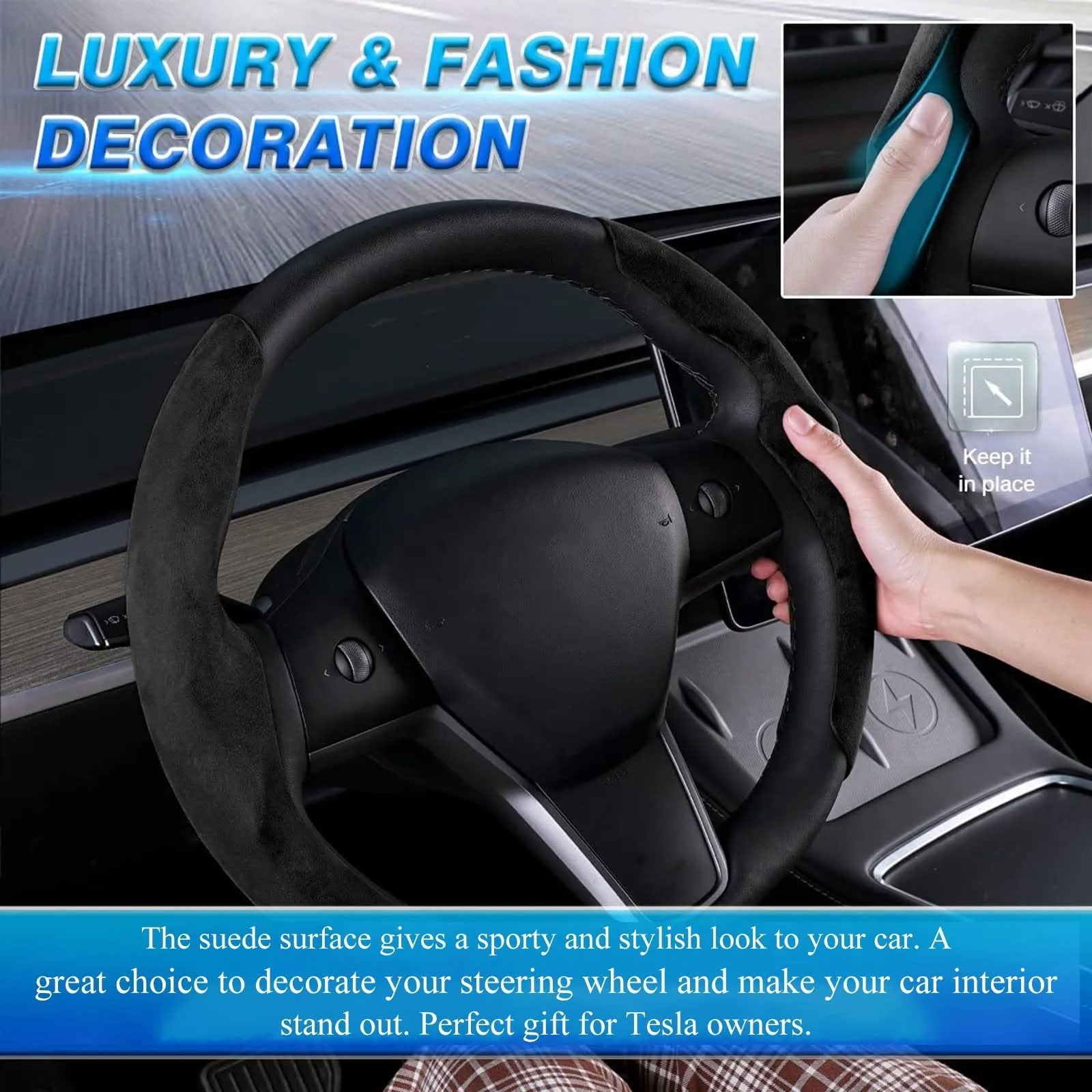 Steering Wheel Cover for Tesla Model 3/Y (2 Piece Kit) Teskay