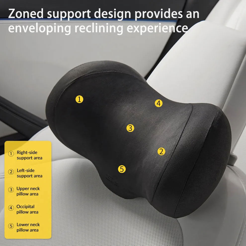 Suede Memory Foam Neck Pillow for Tesla Model 3/Y - Height Adjustable - Teskay
