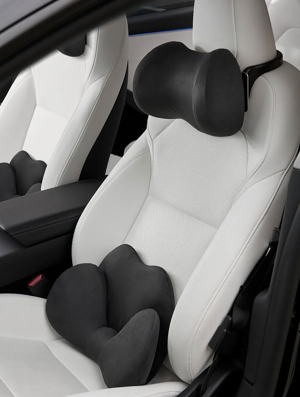 Suede Memory Foam Neck Pillow for Tesla Model 3/Y - Height Adjustable - Teskay