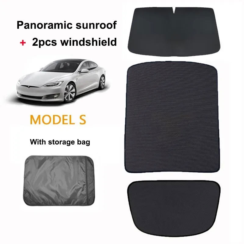 Tesla Model S (2016-Present) Glass Roof Sunshade and Front & Rear Sunroof Sunshade - Teskay