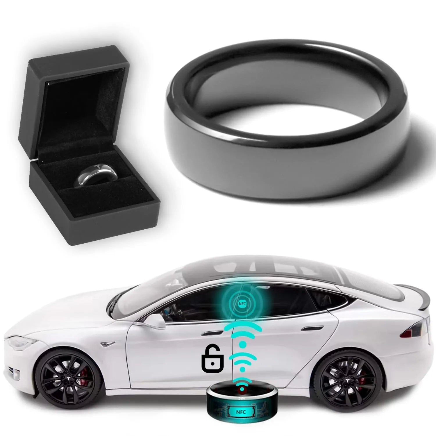 Tesla Smart Key Ring for Model 3/Y – Zirconia Ceramic RFID Key - Teskay