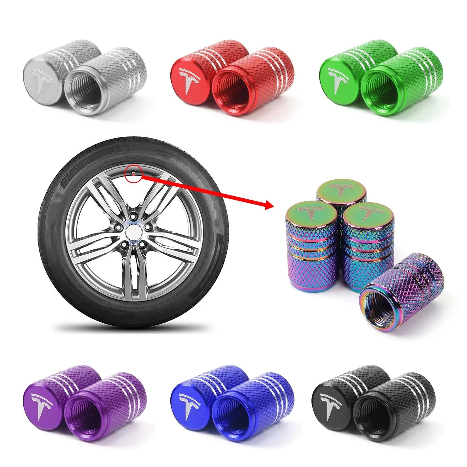Tesla Valve Stem Caps (4 pcs) - Teskay