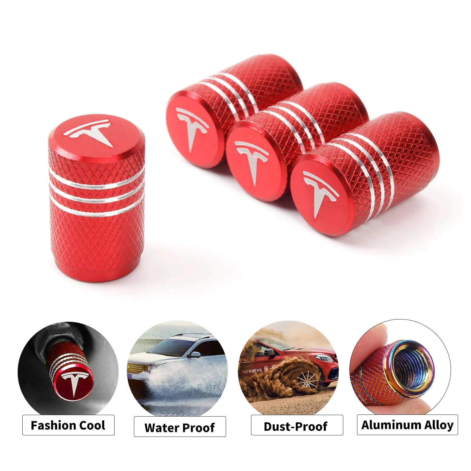 Tesla Valve Stem Caps (4 pcs) - Teskay