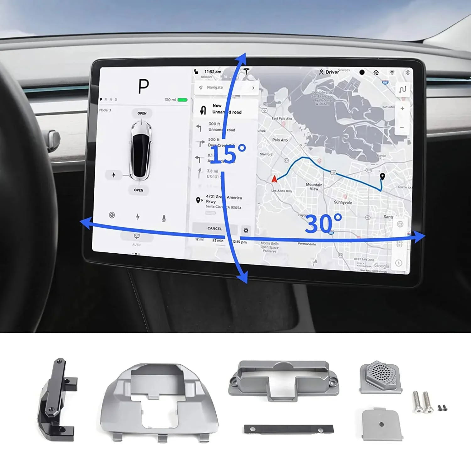 Swiveling Screen Mount Kit for Tesla Model 3/Y - Teskay