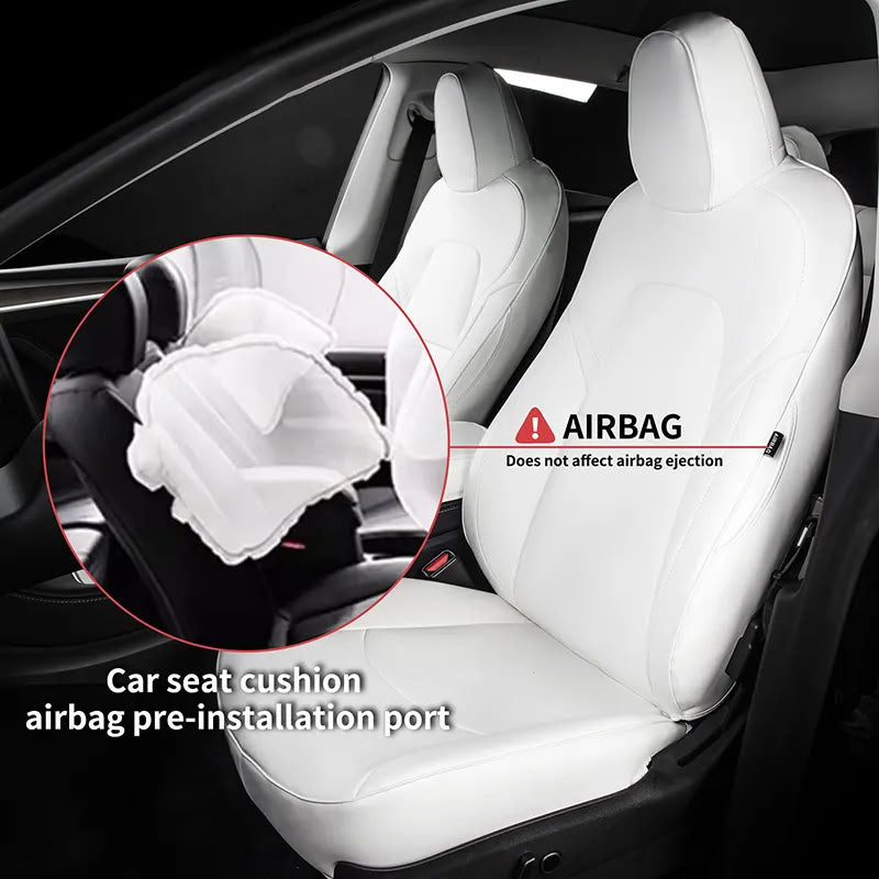 Tesla Model 3/Y Nappa Leather Seat Covers (5-Seat Models) – Airbag & Seat Belt Compatible - Teskay