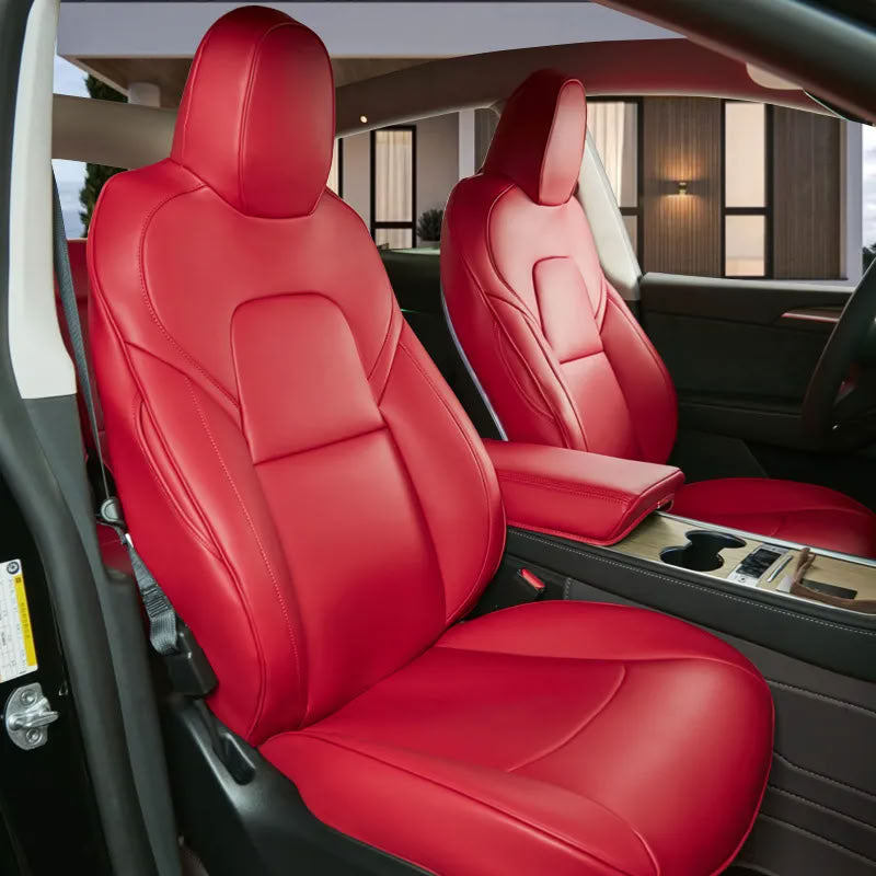 Tesla Model 3/Y Nappa Leather Seat Covers (5-Seat Models) – Airbag & Seat Belt Compatible - Teskay
