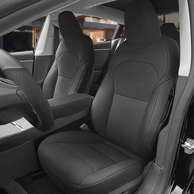 Tesla Model 3/Y Nappa Leather Seat Covers (5-Seat Models) – Airbag & Seat Belt Compatible - Teskay