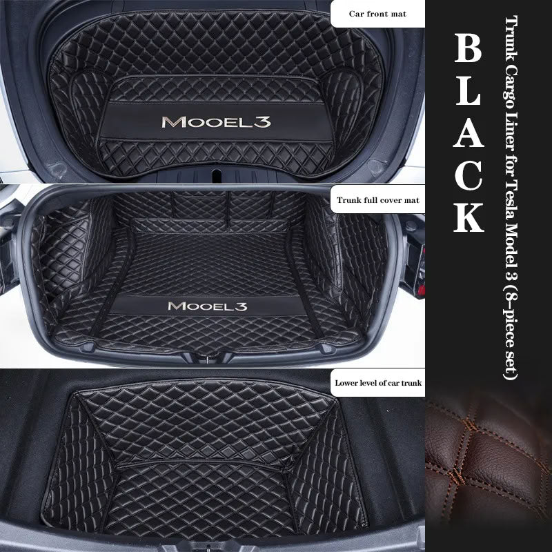 Tesla Model 3 Trunk Mats (8-Piece Set) - Waterproof, Soundproof, Stain-Resistant - Teskay