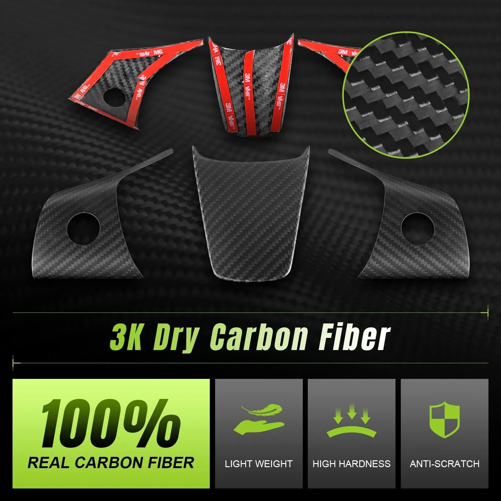 True Carbon Fiber Steering Wheel Patch for Tesla Model 3/Y - Teskay
