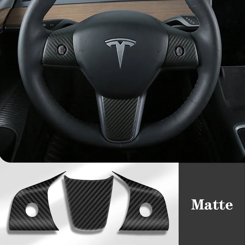 True Carbon Fiber Steering Wheel Patch for Tesla Model 3/Y - Teskay