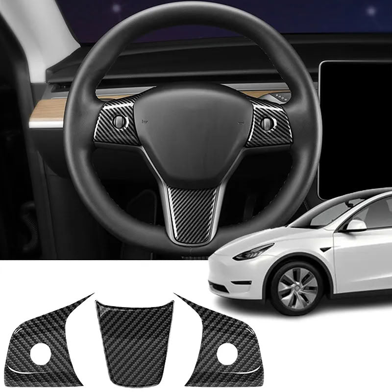 True Carbon Fiber Steering Wheel Patch for Tesla Model 3/Y - Teskay
