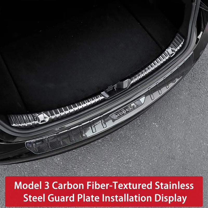 Trunk Guard Plate for Tesla Model 3/Y – Stainless Steel, Black Titanium Coating - Teskay