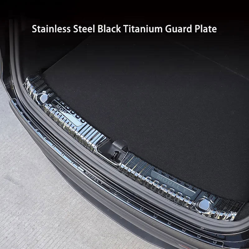 Trunk Guard Plate for Tesla Model 3/Y – Stainless Steel, Black Titanium Coating - Teskay