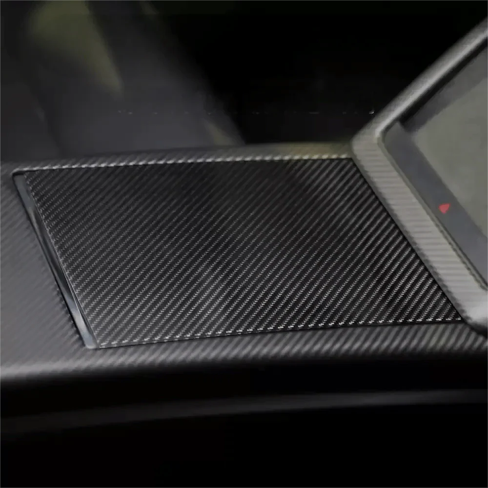 Center Panel Storage Box Dry Carbon Fiber Overlay for Tesla Model S/X 2021+ - Teskay