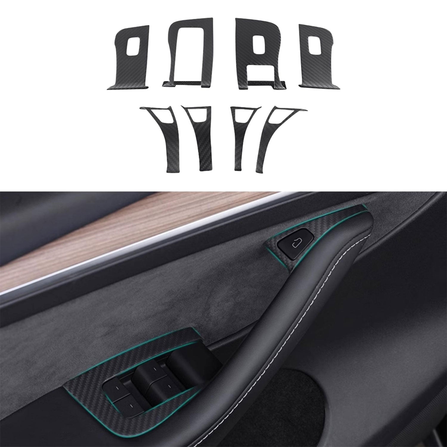 Model 3/Y Carbon Fiber Window & Door Switch Covers (LHD & RHD) - Teskay