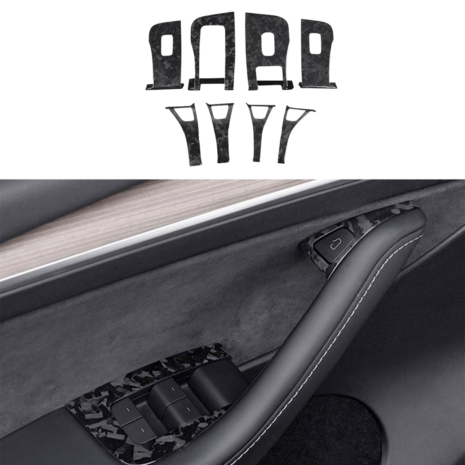 Model 3/Y Carbon Fiber Window & Door Switch Covers (LHD & RHD) - Teskay