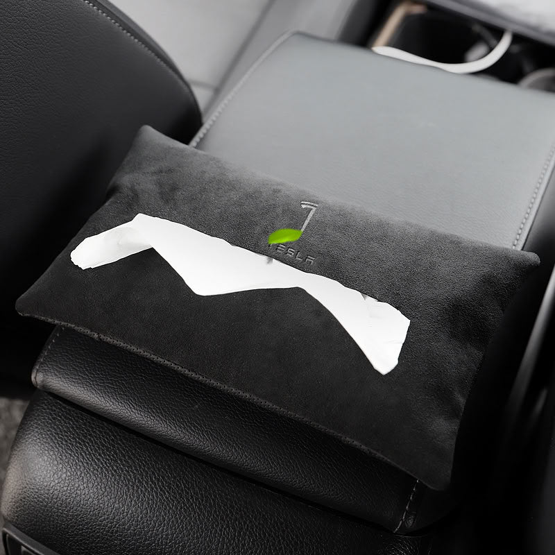 Hidden Suede Tissue Holder for Tesla Model 3/Y/X/S-1