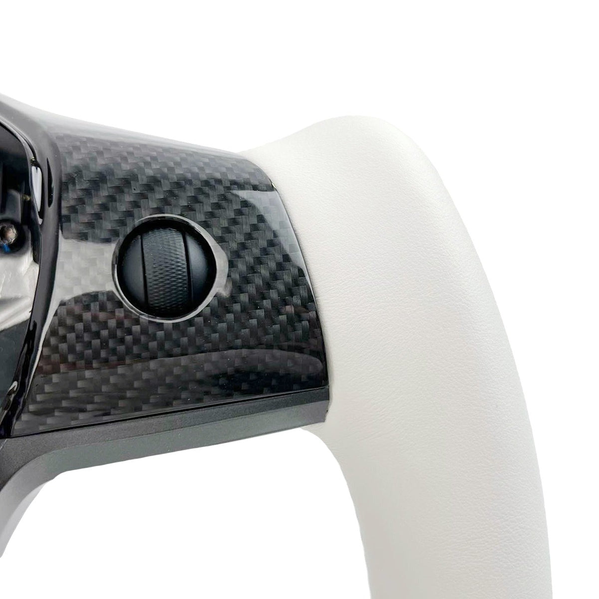 White Leather Yoke Steering Wheel for Tesla Model 3/Y - Teskay