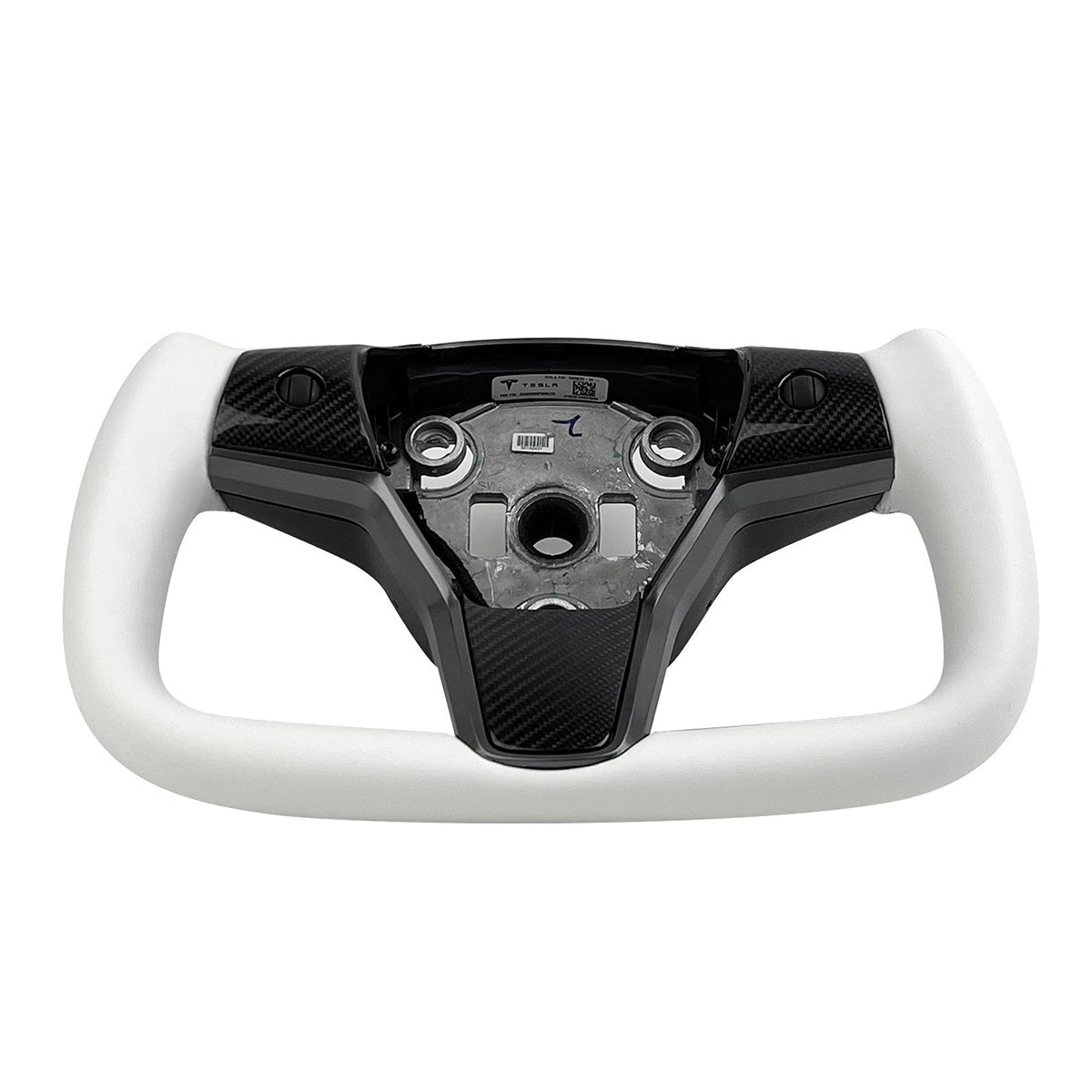 White Leather Yoke Steering Wheel for Tesla Model 3/Y - Teskay