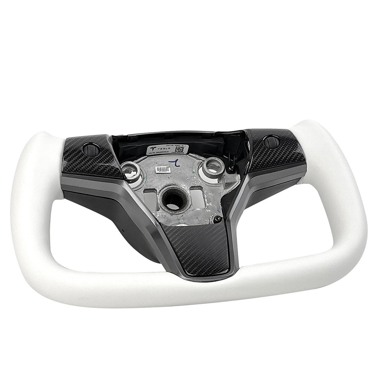 White Leather Yoke Steering Wheel for Tesla Model 3/Y - Teskay