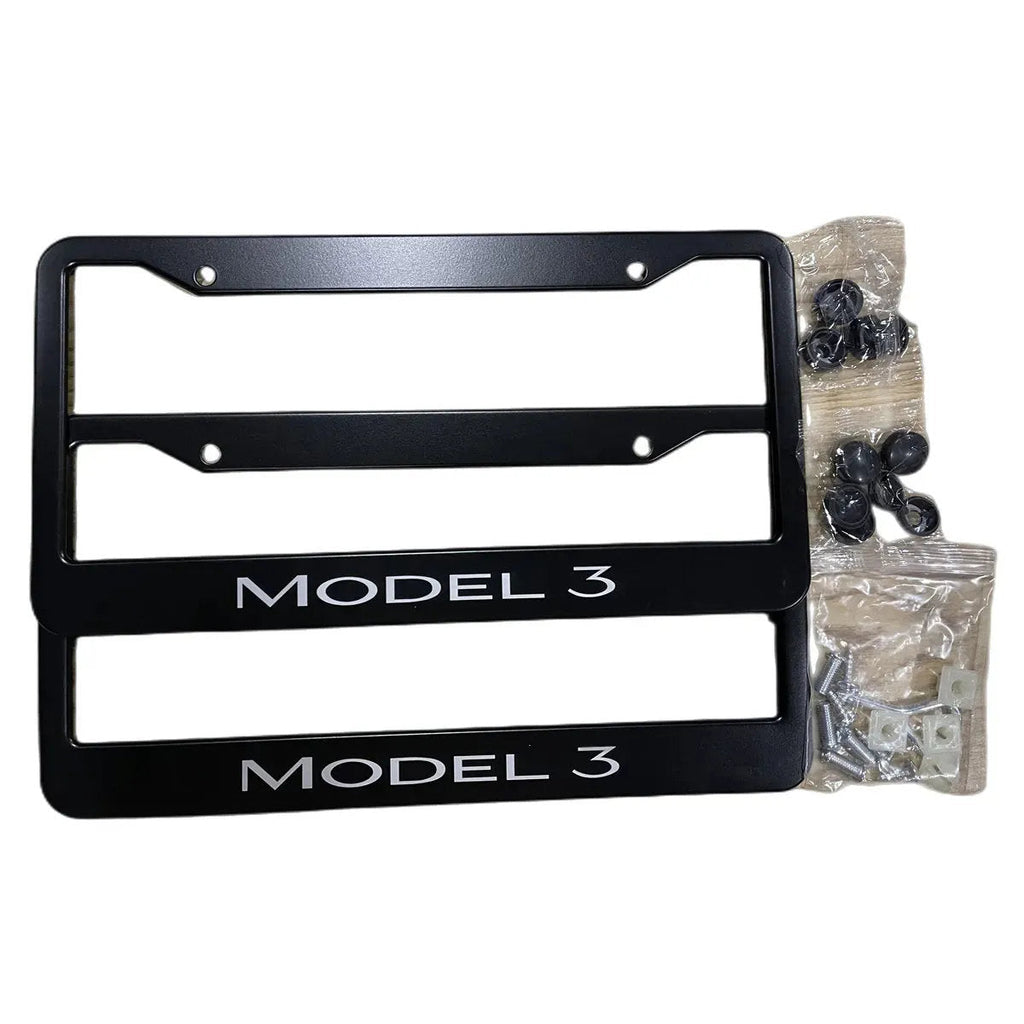 2pcs Tesla Model 3 Black Stainless Metal License Plate Frame - Teskay