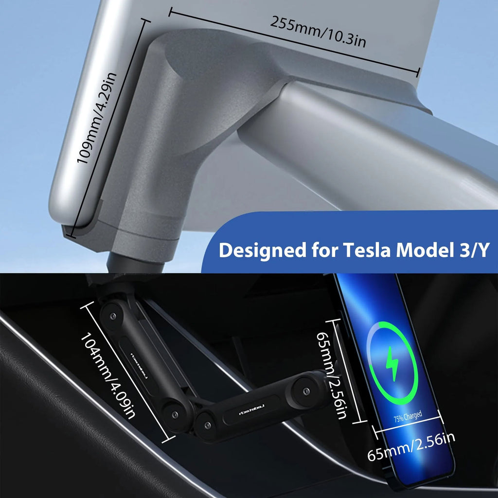 Adjustable Magnetic Wireless Car Charger Holder for Tesla Model 3（2017-2023.10）/ Y（2020-2024） - Teskay