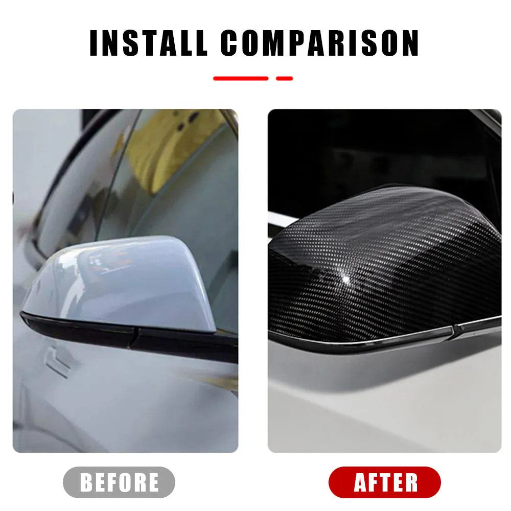 Carbon Fiber Side Mirror Covers (1 Pair) for Tesla Model 3 (2017-2023.10) / Model Y (2020-2024) - Teskay