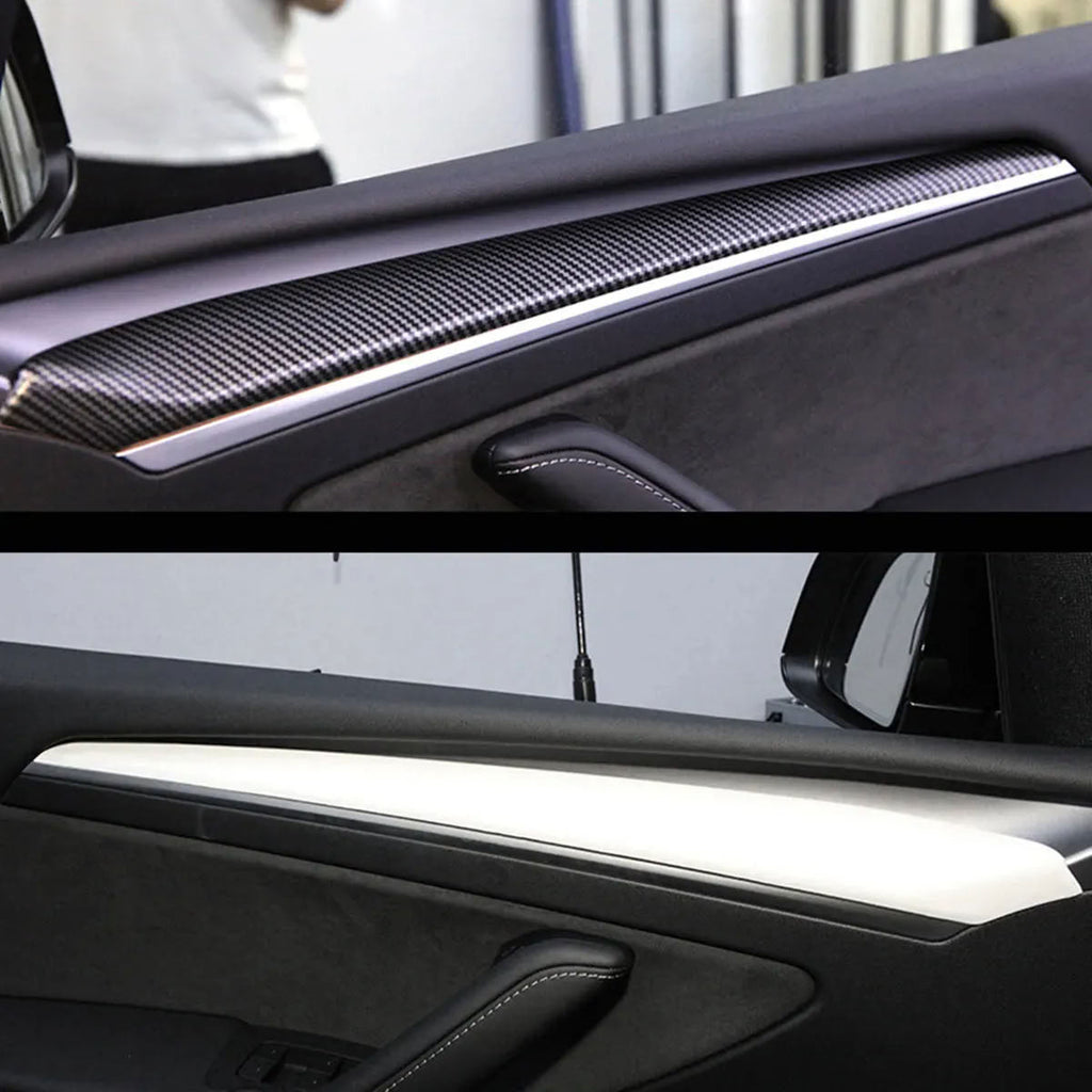 Carbon Fiber Textured Inner Door Panel Cover for Tesla Model 3/Y (2021-2023) - Teskay