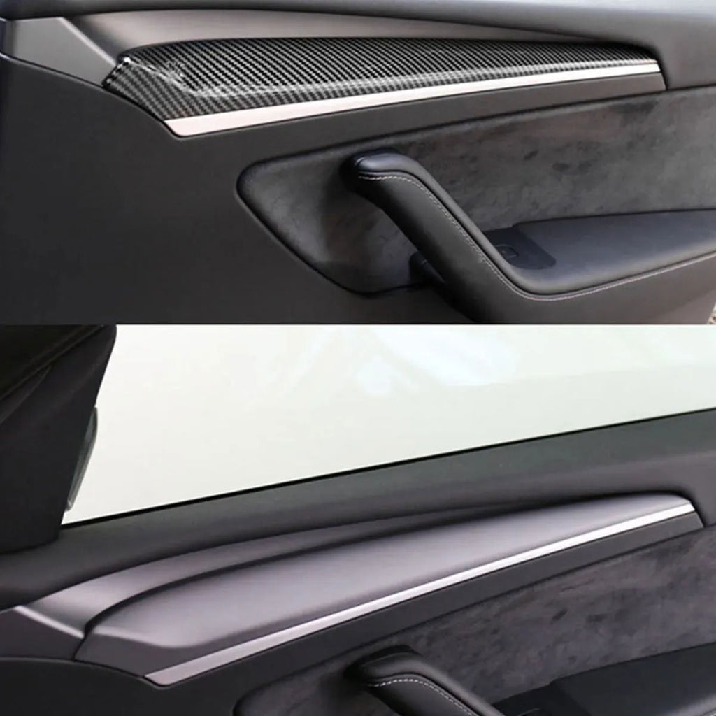 Carbon Fiber Textured Inner Door Panel Cover for Tesla Model 3/Y (2021-2023) - Teskay