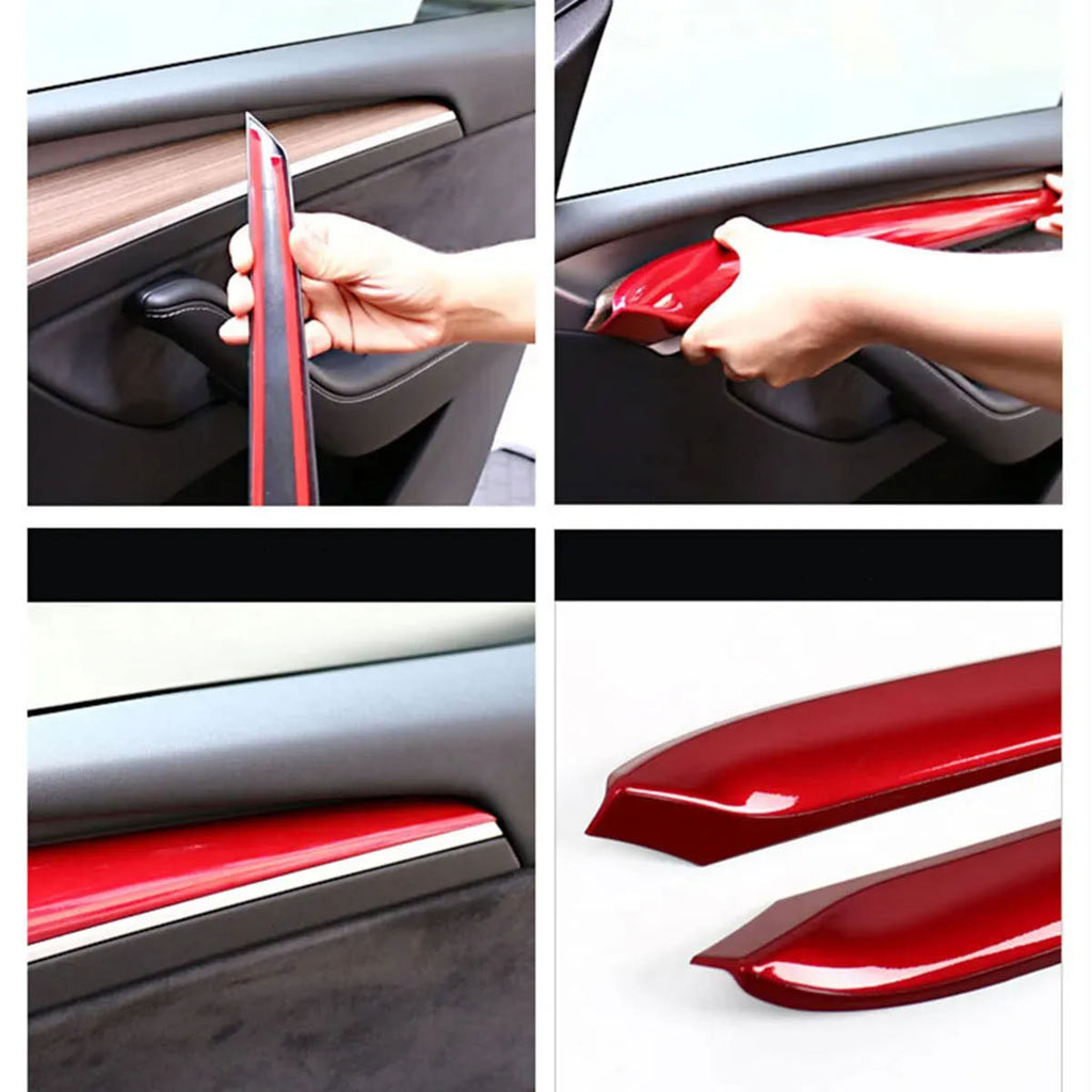 Carbon Fiber Textured Inner Door Panel Cover for Tesla Model 3/Y (2021-2023) - Teskay