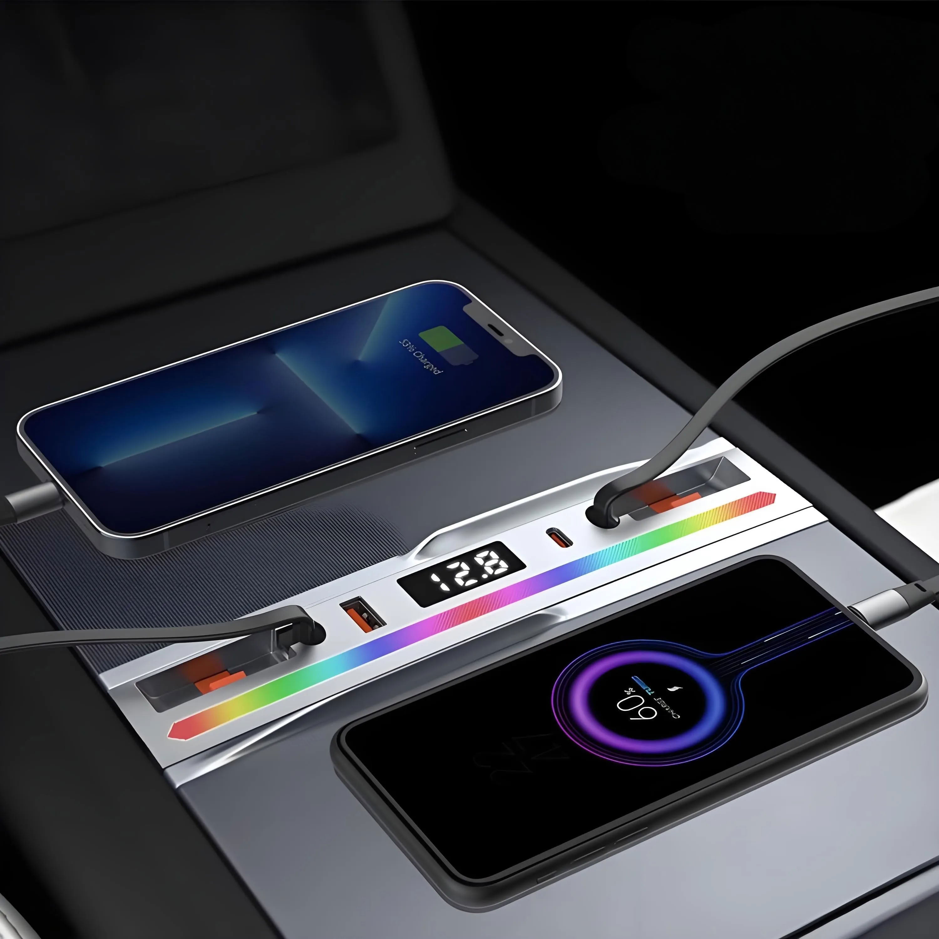 Center Console Ambient Light USB Hub Tesla Model Y Juniper / Model 3 Highland - Teskay