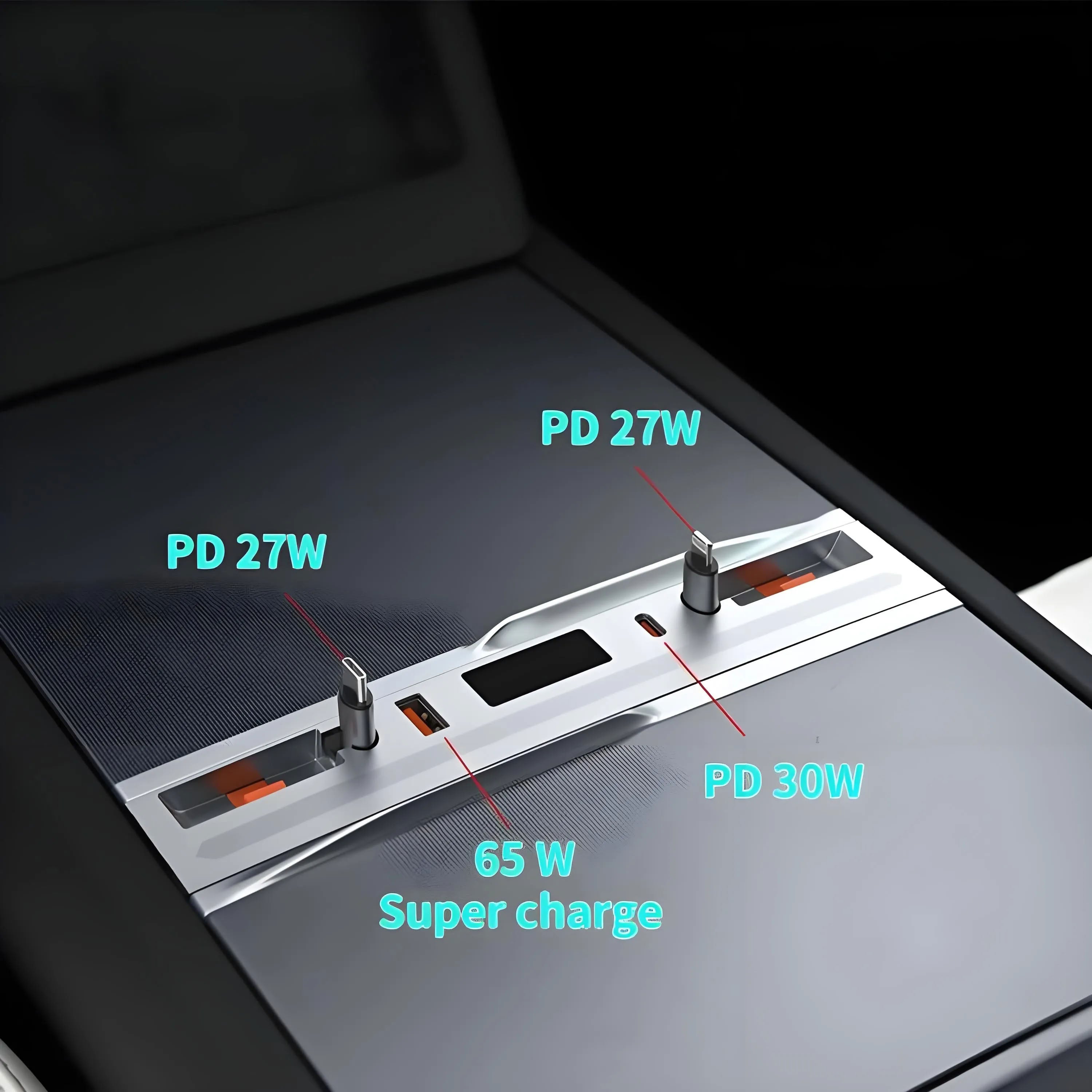 Center Console Ambient Light USB Hub Tesla Model Y Juniper / Model 3 Highland - Teskay