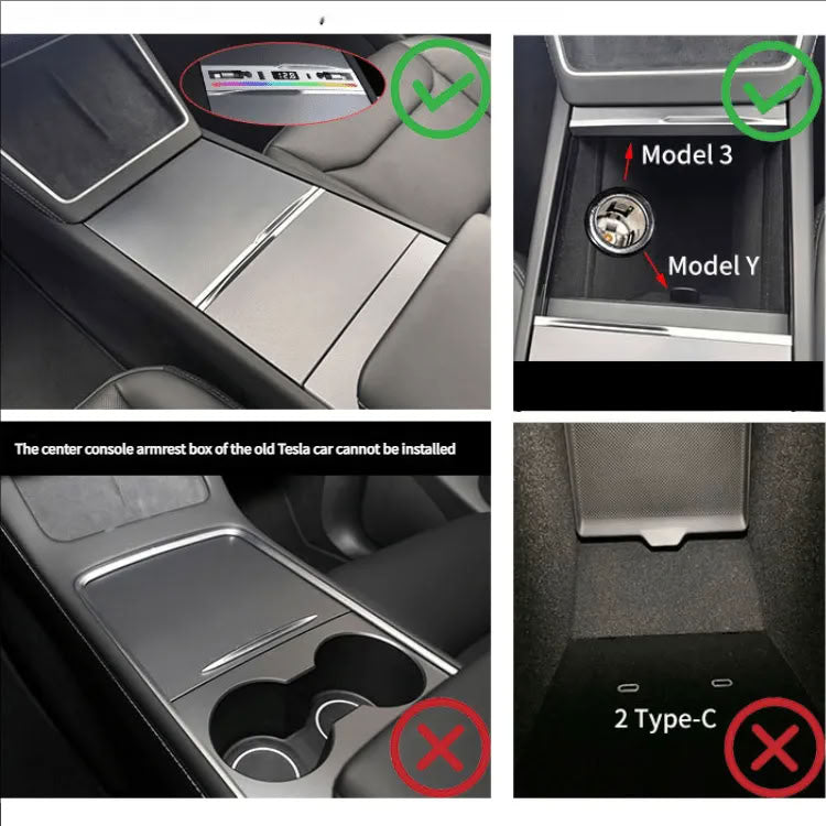 Center Console Ambient Light USB Hub Tesla Model Y Juniper / Model 3 Highland - Teskay