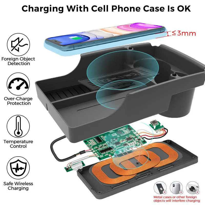 Center Console Organizer with Wireless Charging for Tesla Model S/X（2016-2020） - Teskay