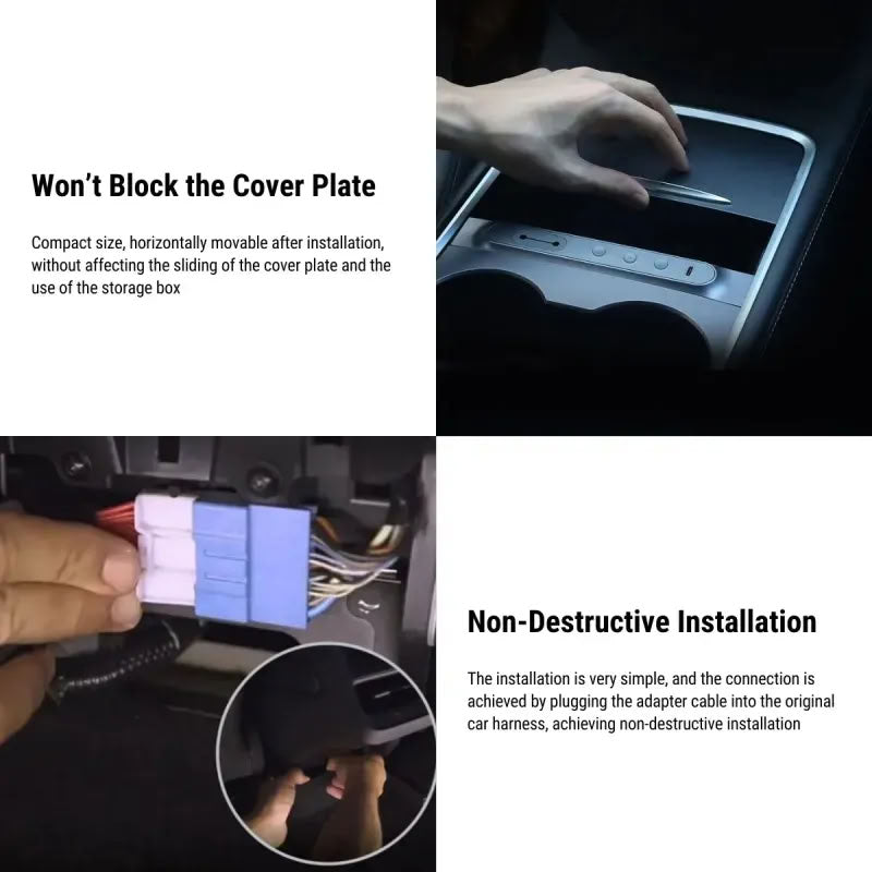 Center Console USB Hub Buttons for Tesla Model 3（2021-2023）/ Y（2021-2023） - Teskay