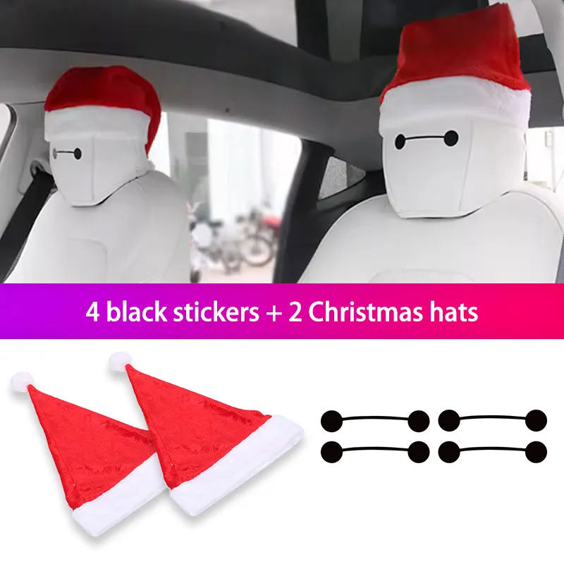 Christmas Hat for Tesla Model 3/X/S/Y Seats (2 hats with 2 pair of eyes) - Teskay